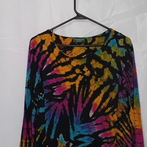 Kathmandu Imports Tie Dye Long Sleeve Tunic Top S/M Boho Hippie Festival - Picture 4 of 10